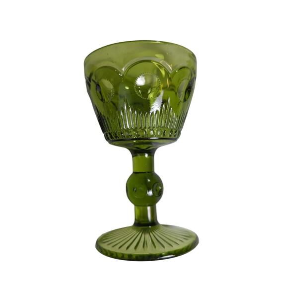 2 MCM Bartlett Collins St. Genevieve Green Wine Brandy Cordial Glasses - Picture 2 of 5